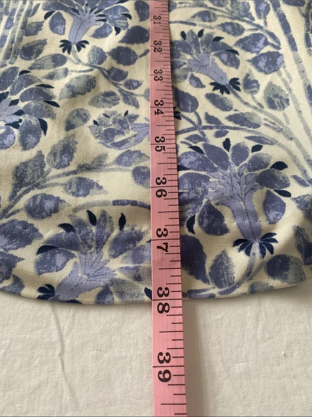 Tory Burch Blue and White Floral V-Neck Midi Dress